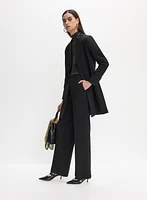 Vegan Leather Detail Redingote Jacket