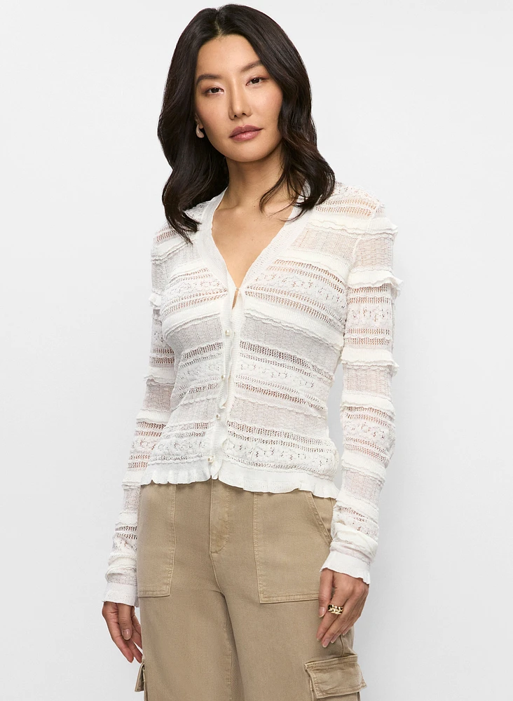 Cardigan en tricot à volants
