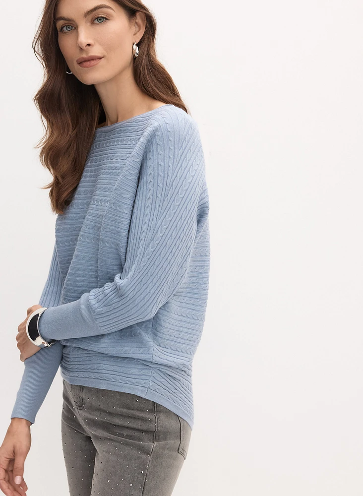 Pull à manches dolman en mailles torsadées
