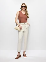 Camisole en tricot côtelé et pantalon en denim 