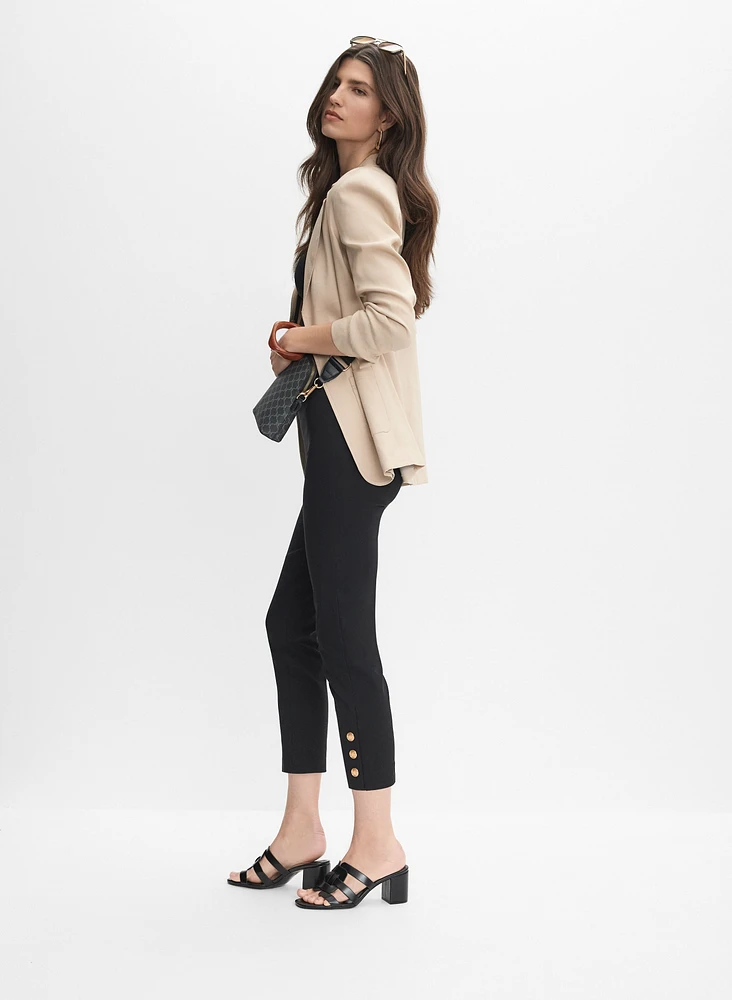 Buttoned Hem Capris