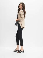 Buttoned Hem Capris