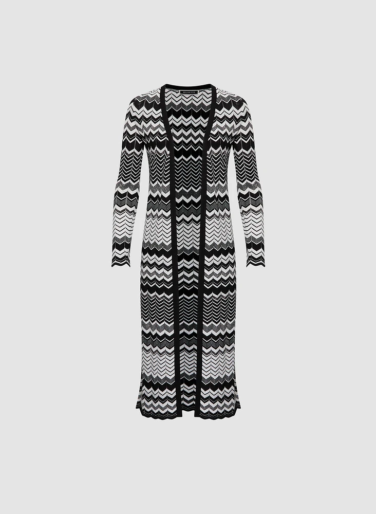 Zigzag Knit Duster Cardigan