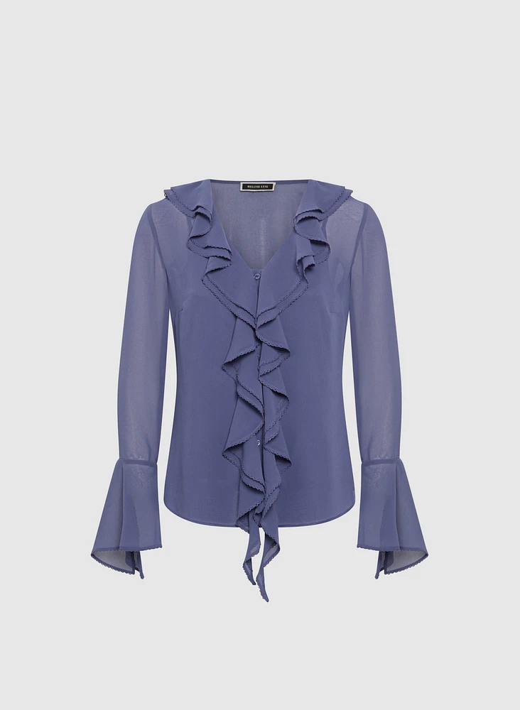 Blouse en chiffon à volants
