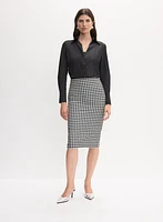 Blouse à manches longues et jupe à motif pied-de-poule