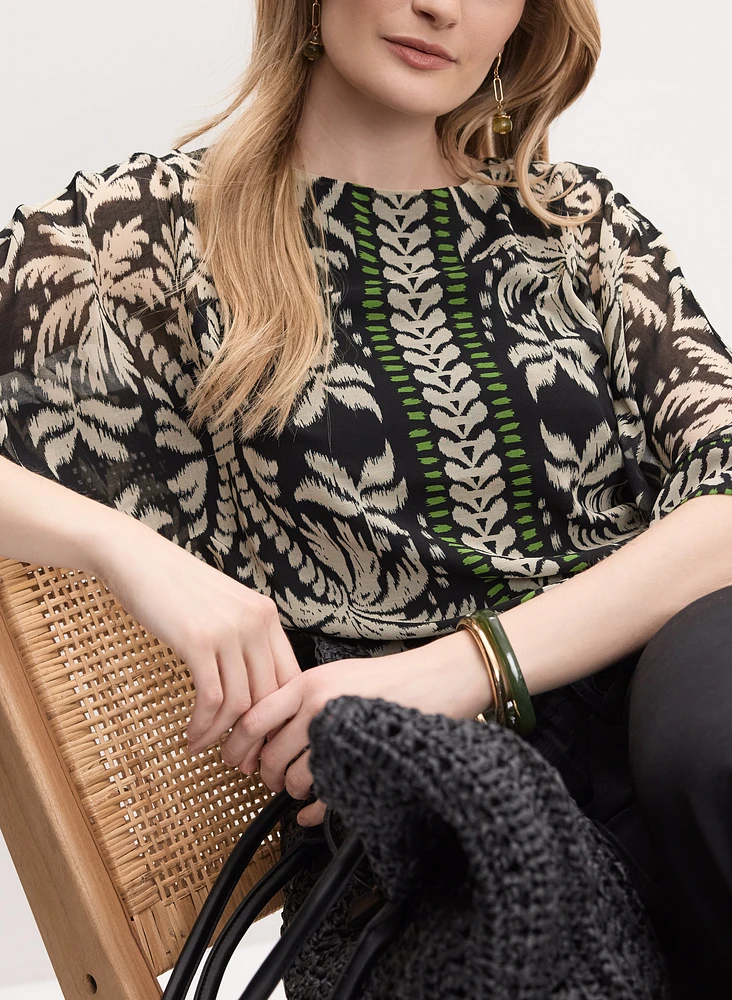 Mixed Tropical Print Blouse