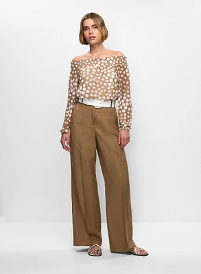 Haut motif pois et pantalon à jambe large