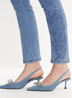 Tonal Embroidered Straight-Leg Jeans