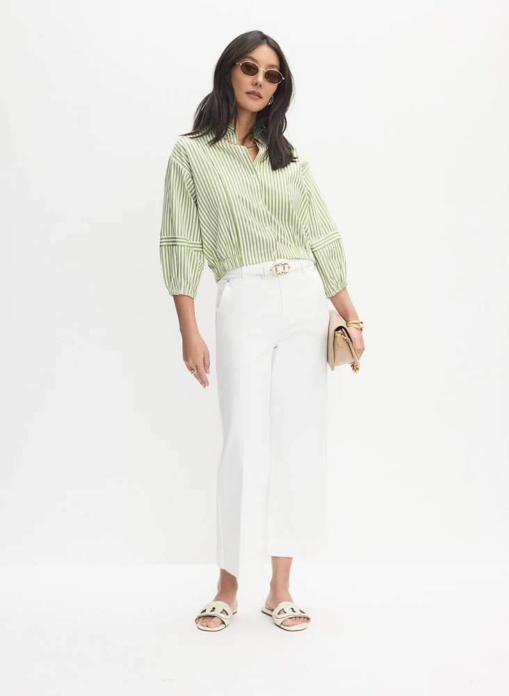 Striped Button-Down Blouse