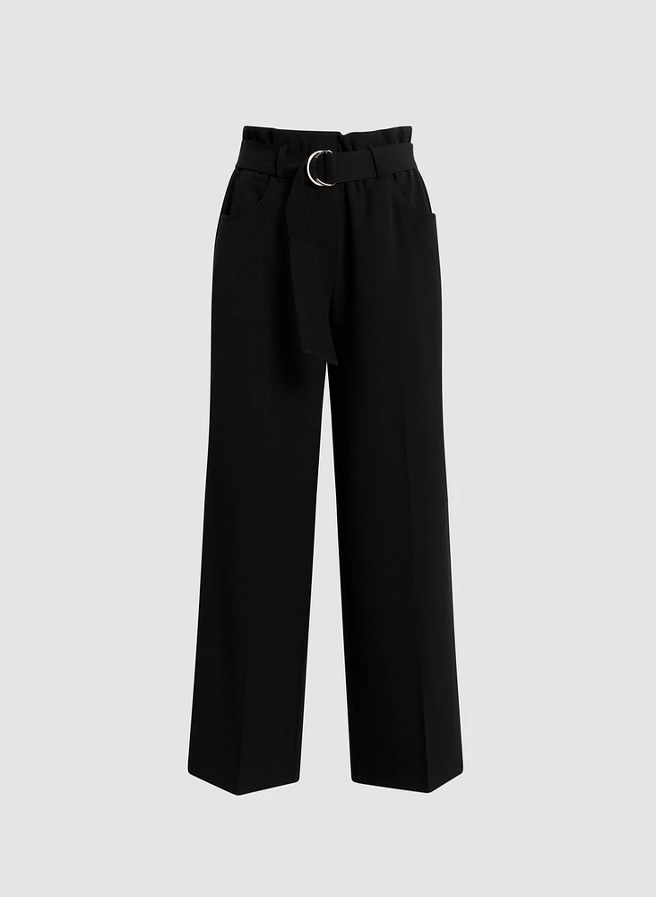 Pantalon ceinturé à jambe large