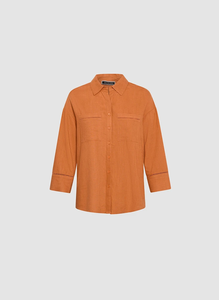 Blouse en lin à détails ajourés