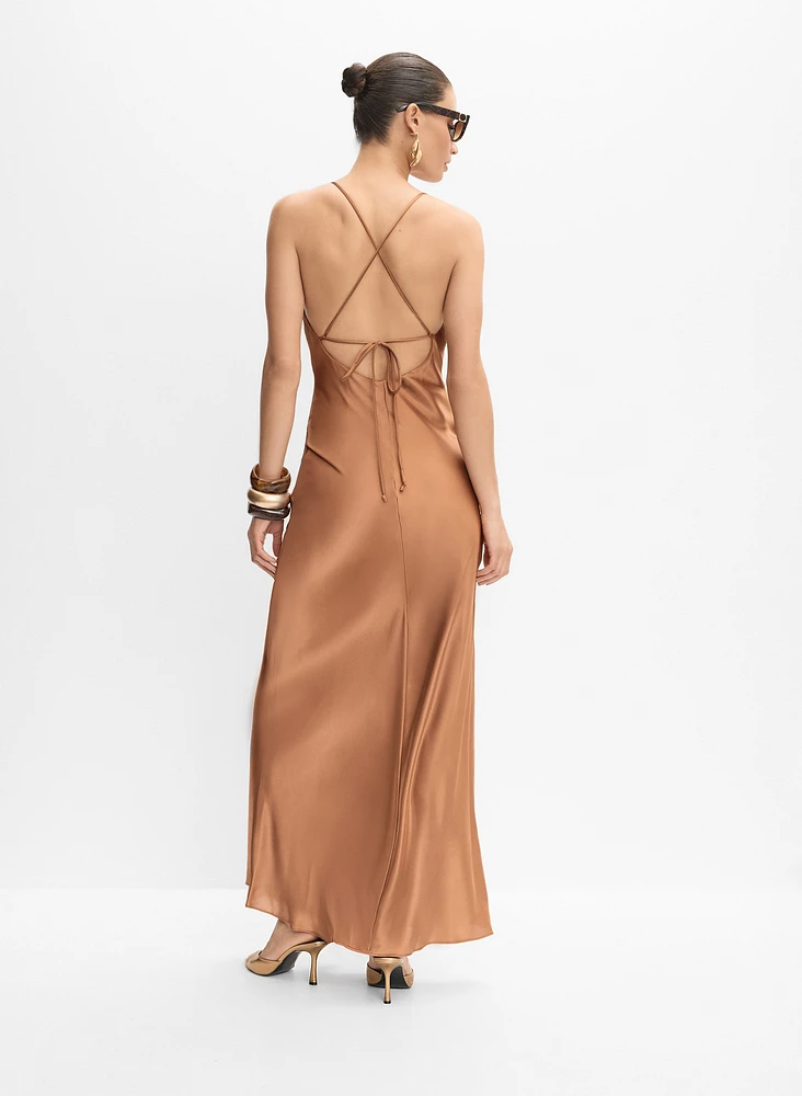Cowl Neck Satin Slip Dress