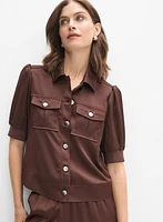 Satin Puff Sleeve Jacket