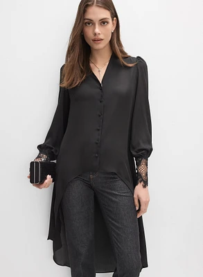 Blouse asymétrique à poignets en dentelle