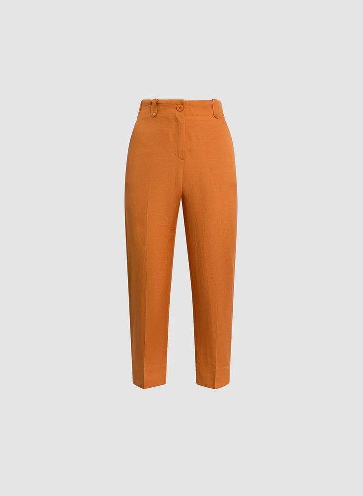 Pantalon capri Essentiels en mélange de lin