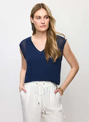 Blouse en chiffon à encolure V