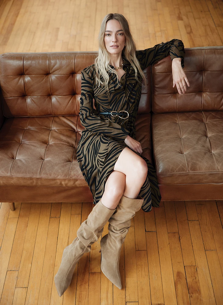 Zebra Print Shirt Dress