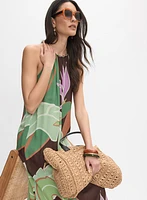 Graphic Palm Print Maxi Dress