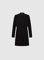 Vegan Leather Detail Redingote Jacket