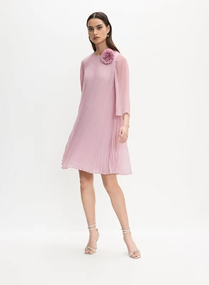 Plissé Rosette Dress