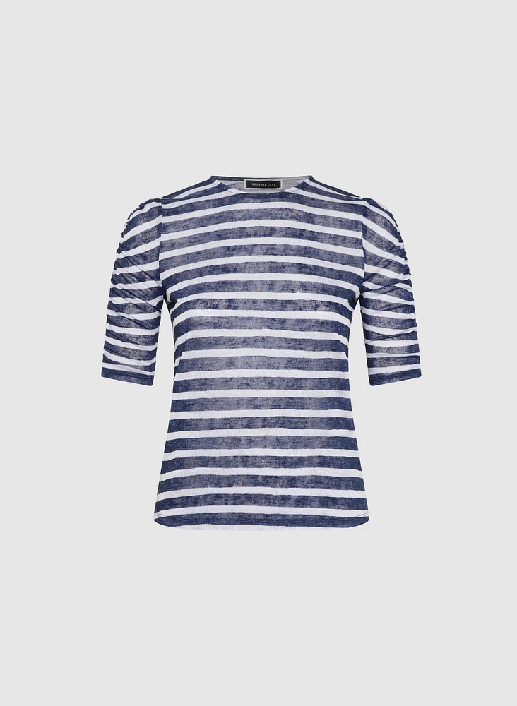 Striped Elbow Sleeve Top
