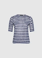 Striped Elbow Sleeve Top