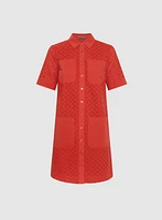 Eyelet Embroidered Shirt Dress