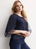 Joseph Ribkoff - Sheer Puff Sleeve Top