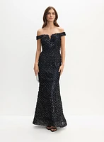 BA Nites - Floral Detail Maxi Gown