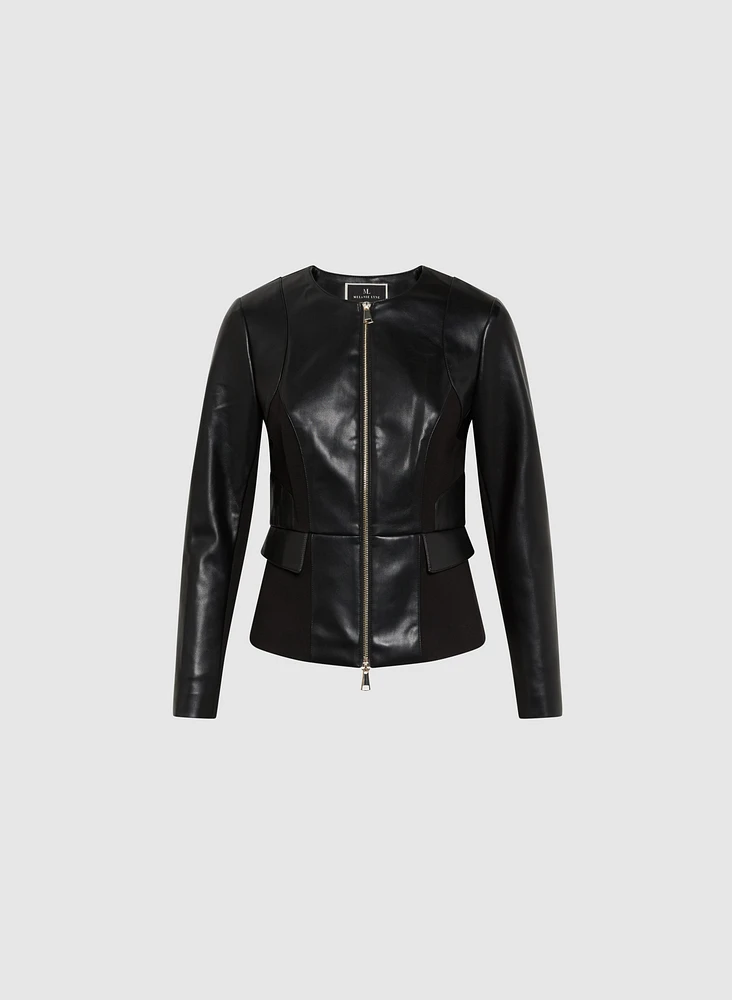 Zip-Front Vegan Leather Jacket