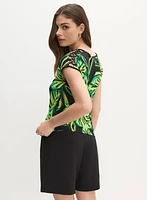 Joseph Ribkoff - Tropical Lace-Up Shoulder Top