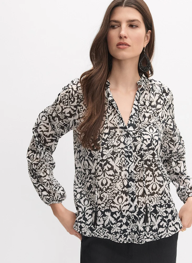 Blouse en coton à motif abstrait