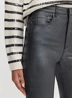 Coated Metallic Slim-Leg Jeans