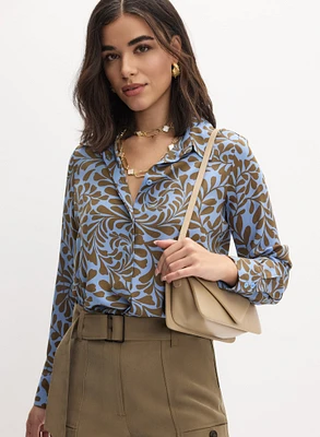 Geometric Leaf Print Blouse