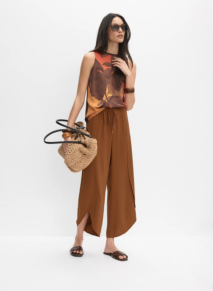 Pantalon large effet tulipe