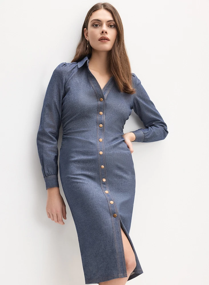 Robe midi en chambray