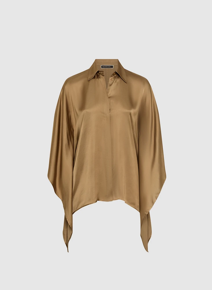 Flare Sleeve Satin Blouse