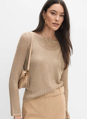 Metallic Open Knit Sweater