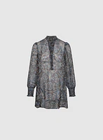 Blouse abstraite à col cranté