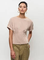 Cuff Sleeve Corset Fit Top