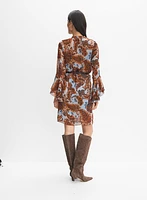 Robe ceinturée à motif paisley