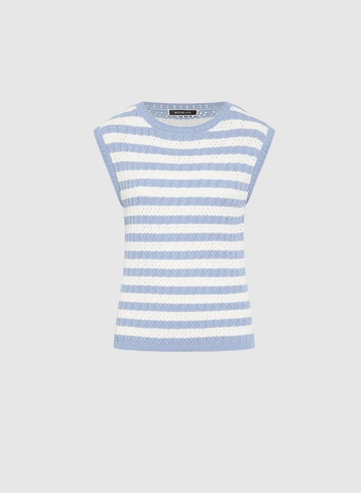 Striped Pointelle Pullover