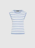 Striped Pointelle Pullover