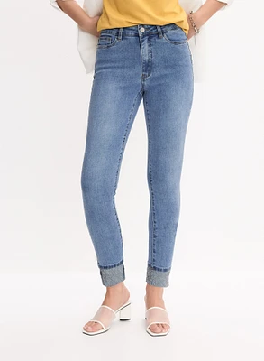 Embellished Cuff Slim-Leg Jeans