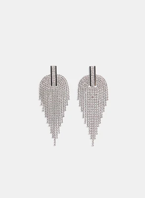 Boucles d'oreilles pendantes demi-lune en zircone cubique