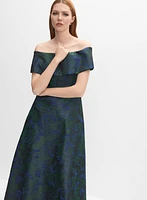 Floral Jacquard Off-Shoulder Dress