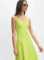 Linen-Blend Midi Dress
