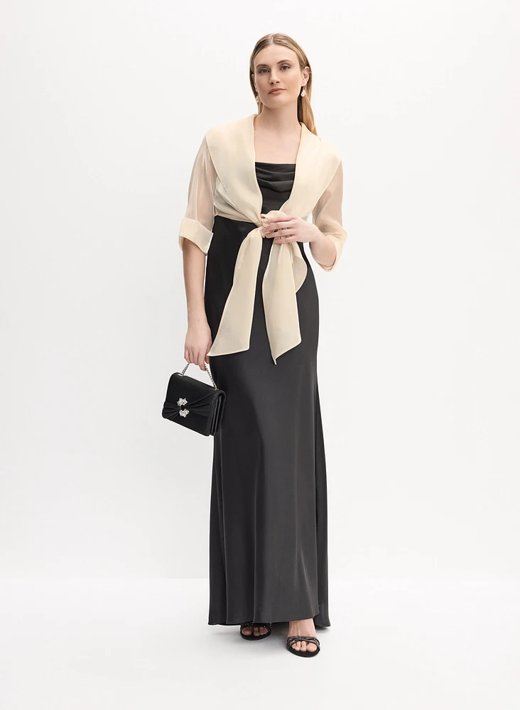 Tie-Front Organza Bolero