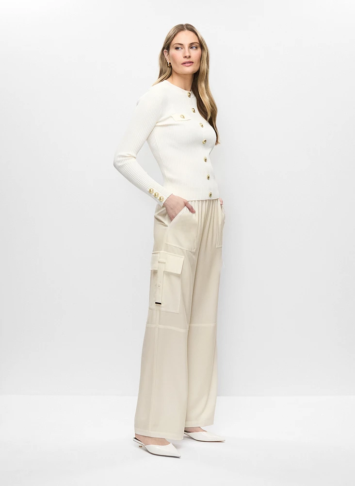 Pantalon large style cargo à enfiler