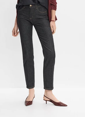 Contrast Stitch Straight-Leg Jeans